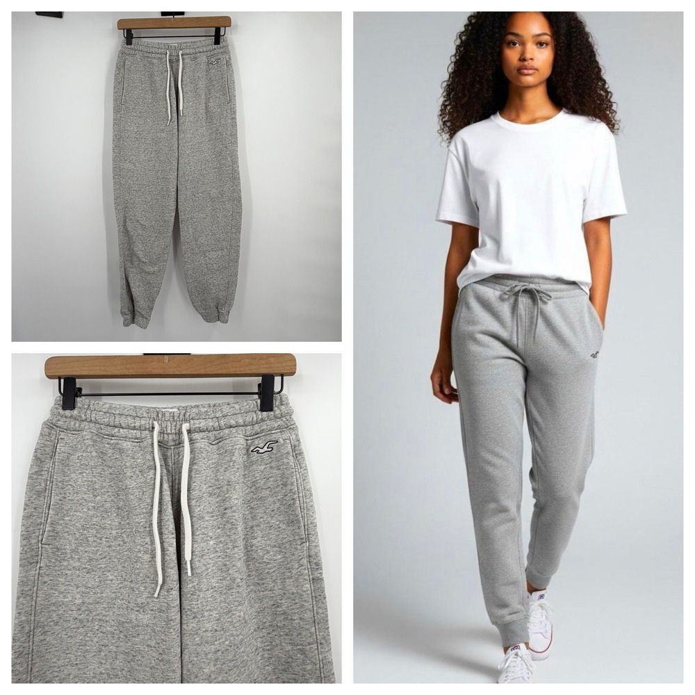 Hollister Womens Gray Fleece Jogger Sweatpants XS Must-Have Collection High Rise